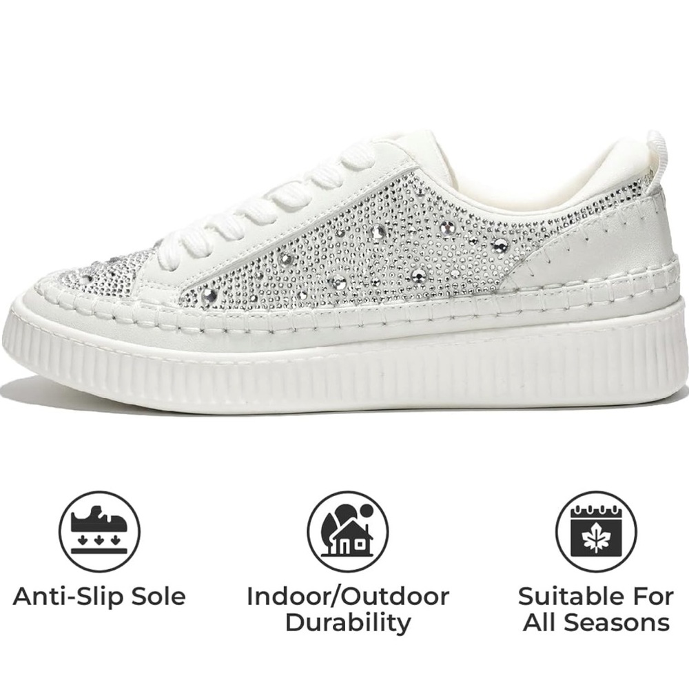 Project Cloud white with Rhinestones Women's Sneakers - Picture 3 of 13